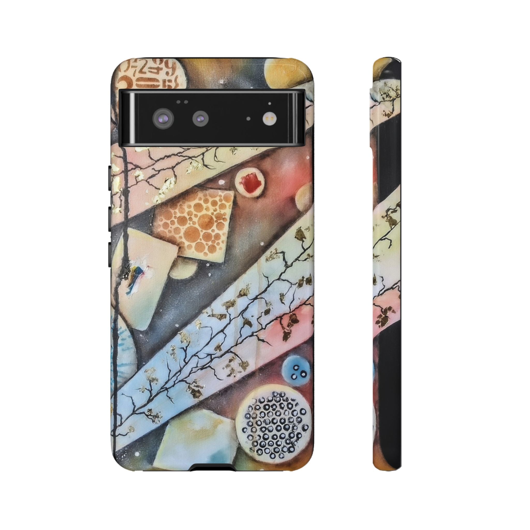 GOLDEN CARTOGRAPHY OF THE UNSEEN - Artistic Botanical Phone Case – Watercolor Nature Pattern Tough Case