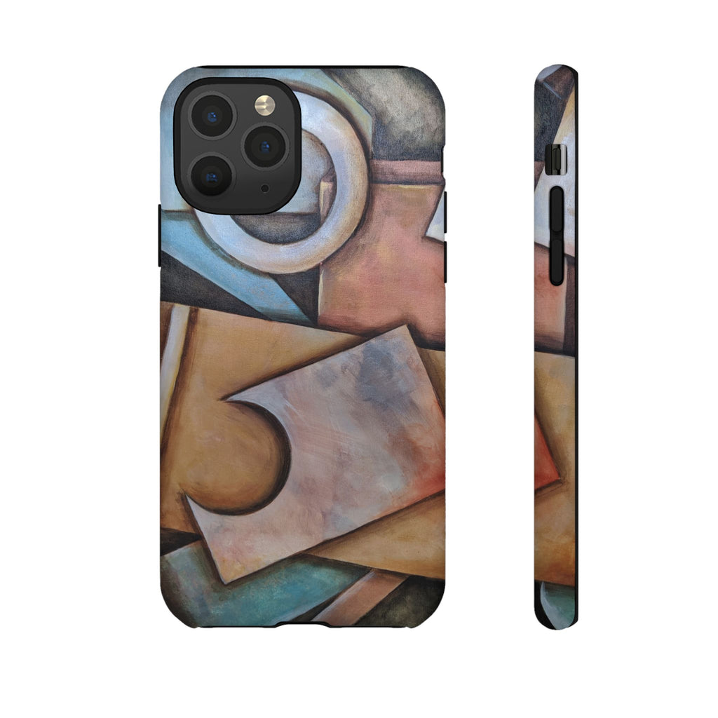 Abstract Geometric Tough Phone Case – Modern Cubist Art Protection