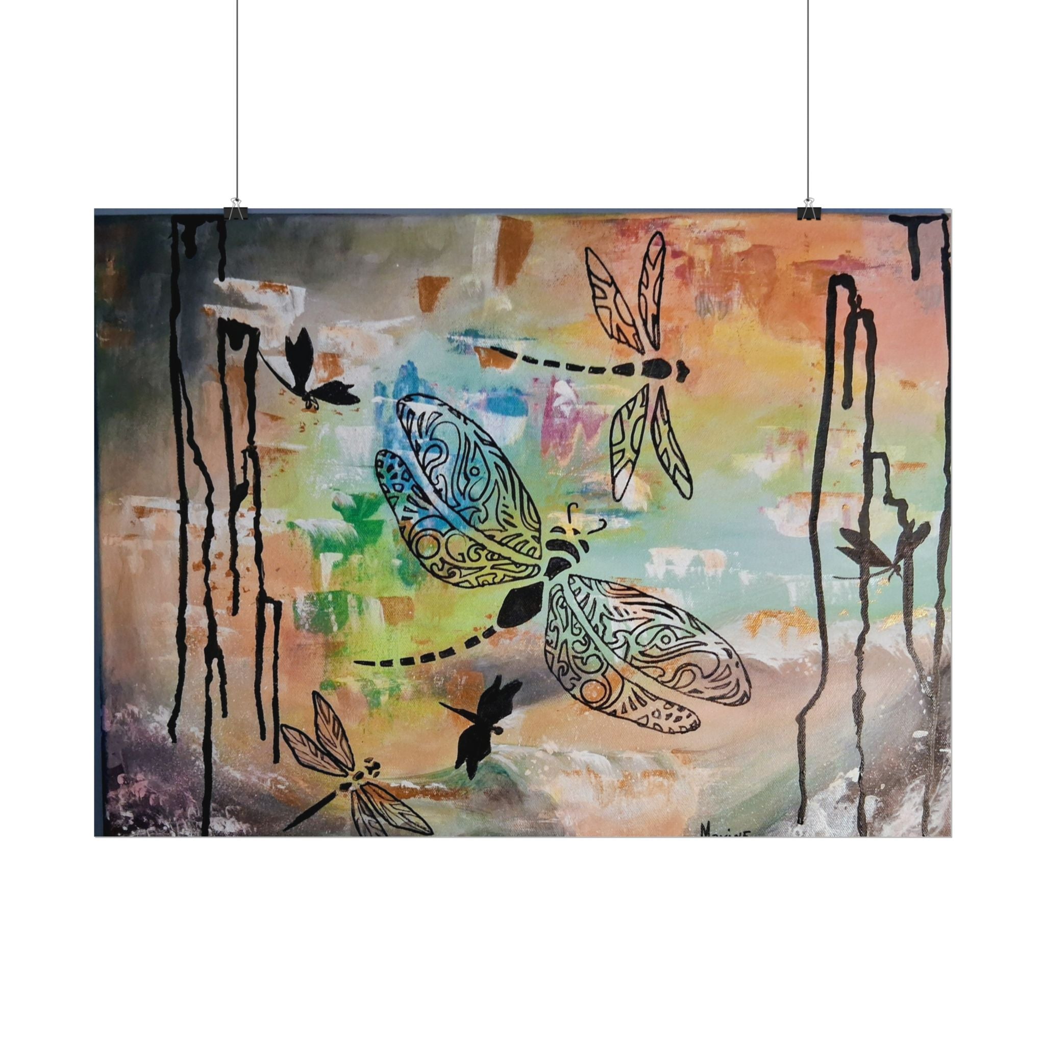 GUARDIANS OF THE LAND - Dragonfly Art Poster — Textured Matte Wall Print