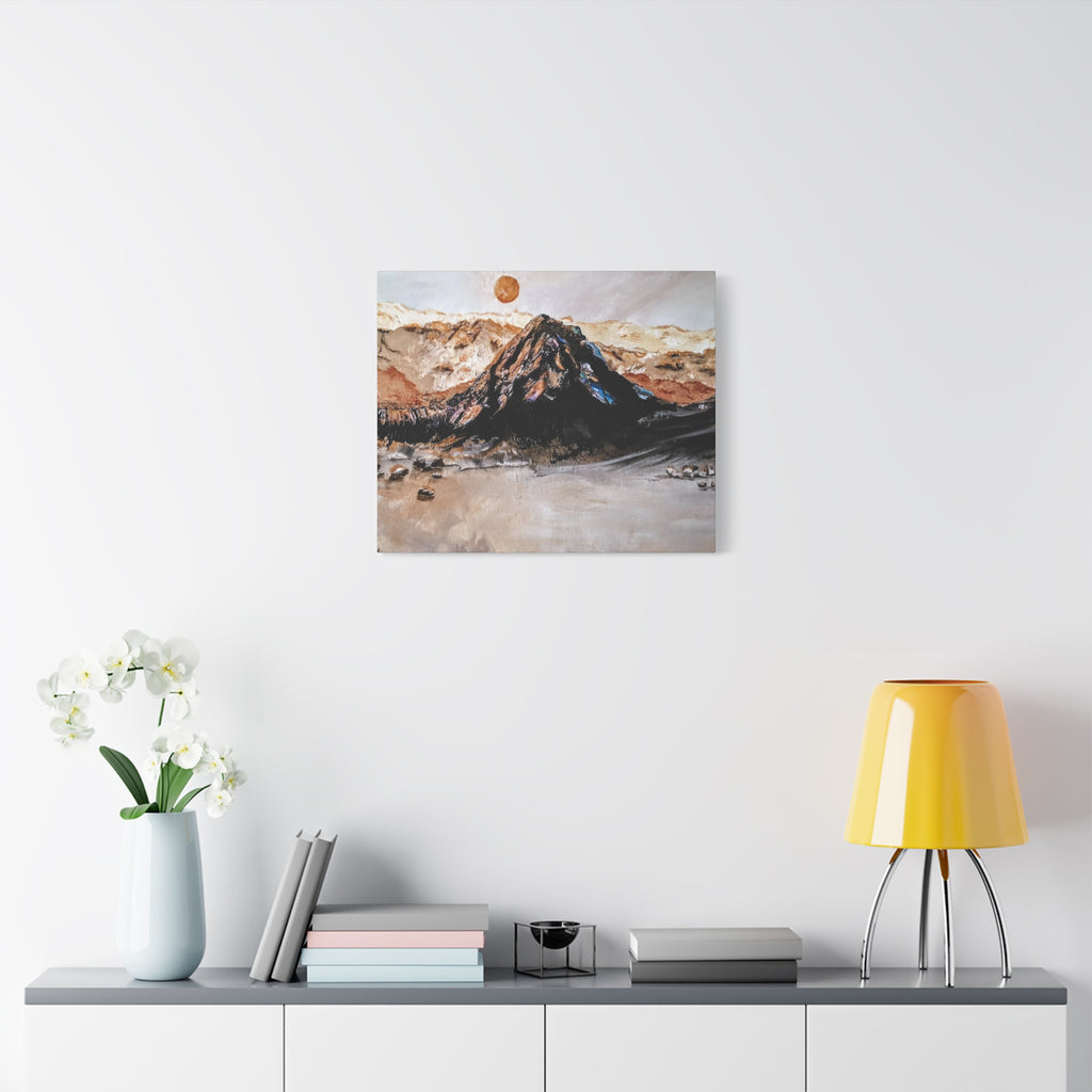MOON OVER THE MOUNTAINS - Abstract Mountain Landscape Canvas Print — Matte Stretched Wall Art