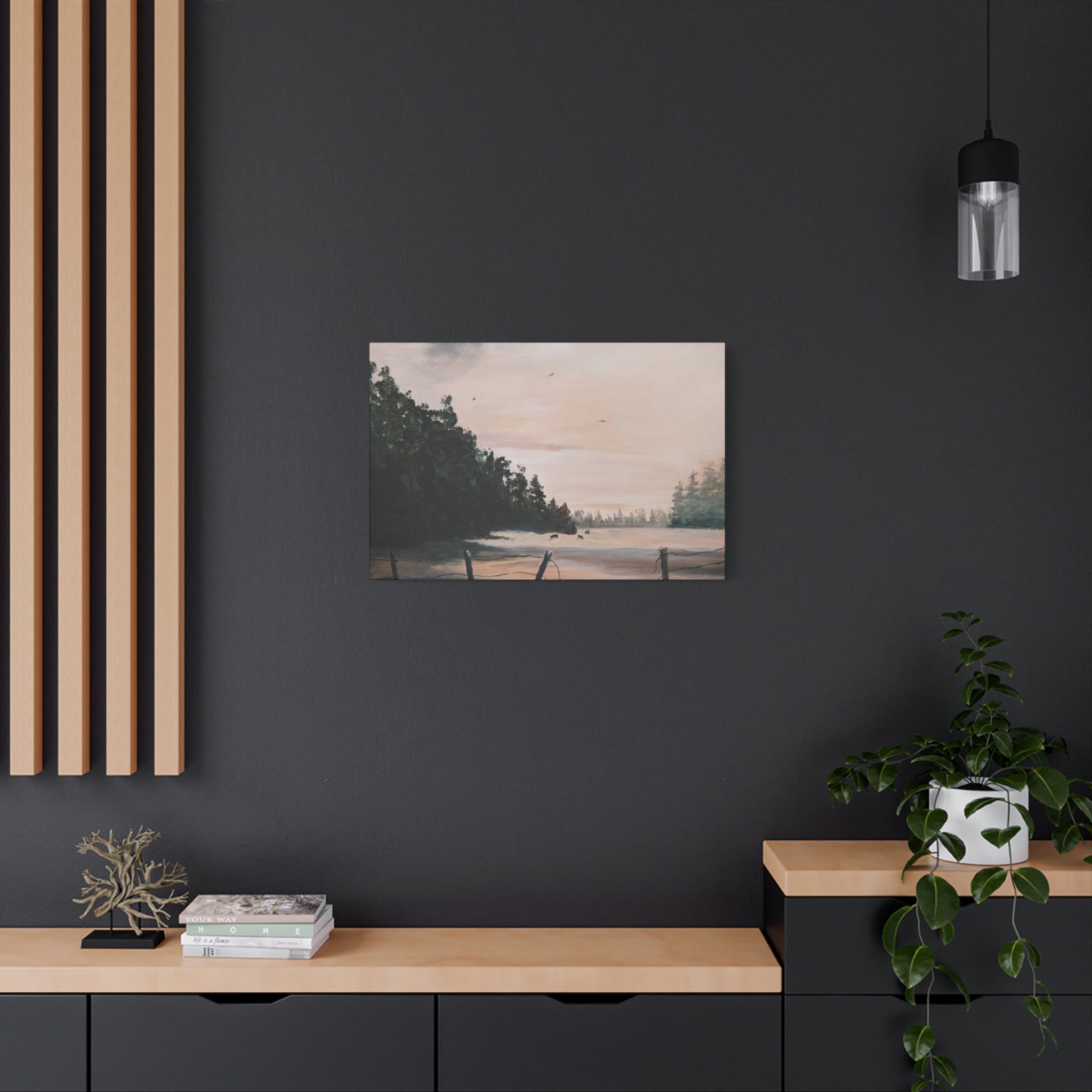 EARLY MORNING IN MONTANA -  Landscape Matte Canvas Print — Serene Forest Wall Art