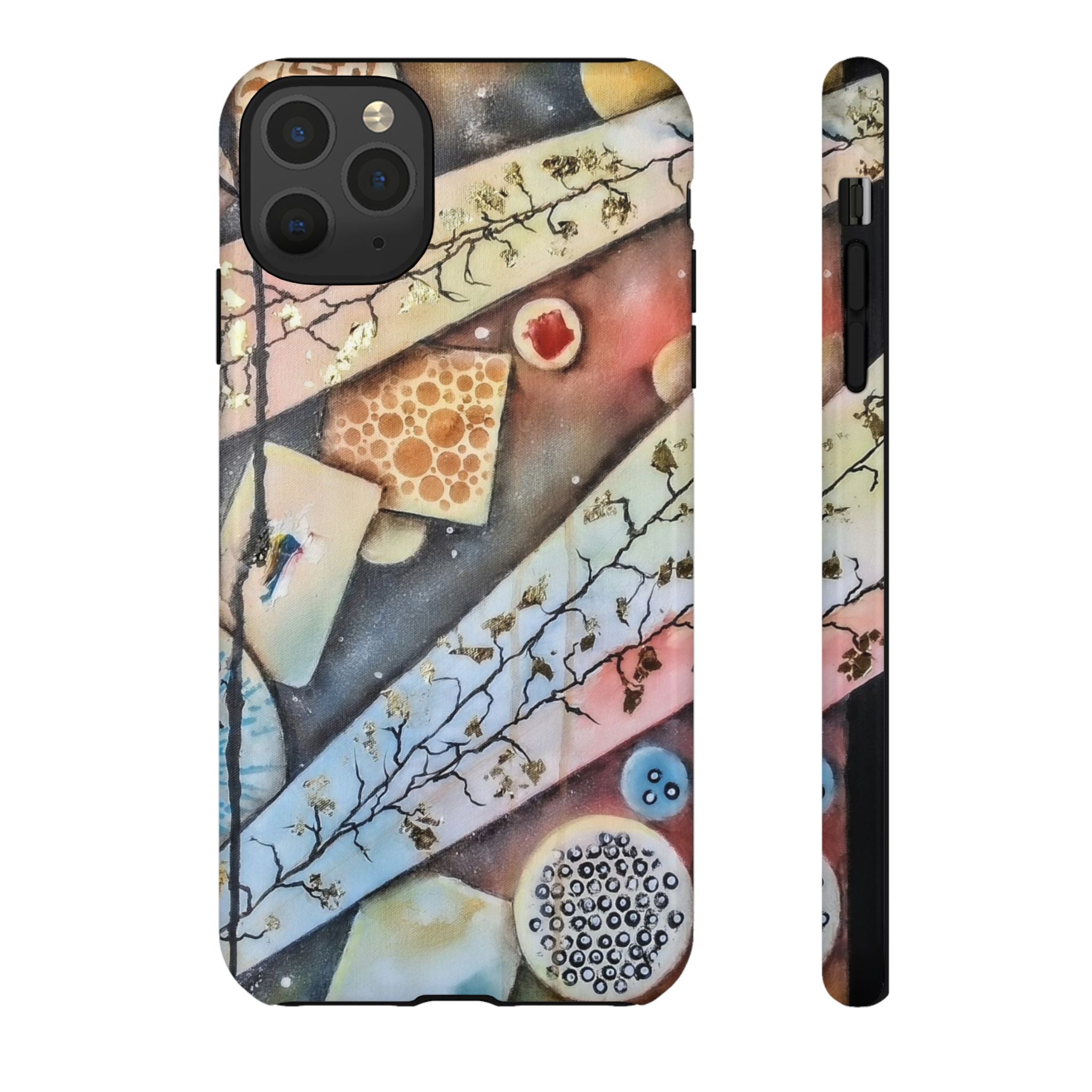 GOLDEN CARTOGRAPHY OF THE UNSEEN - Artistic Botanical Phone Case – Watercolor Nature Pattern Tough Case