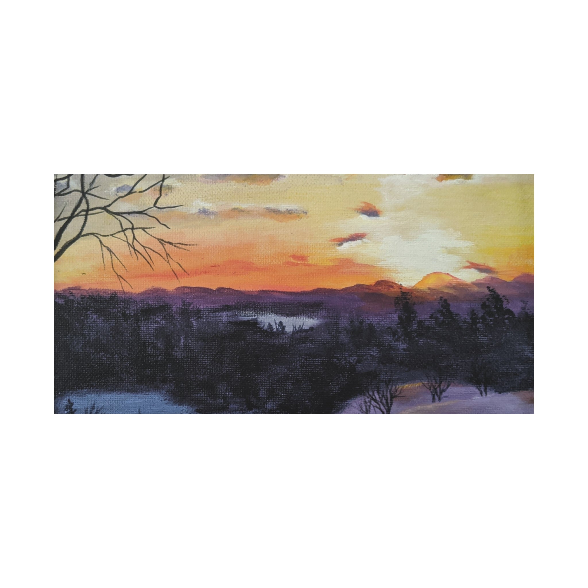 EVENING IN THE SHANDOAH VALLY - Sunset Winter Landscape Canvas Print — Matte Stretched Wall Art