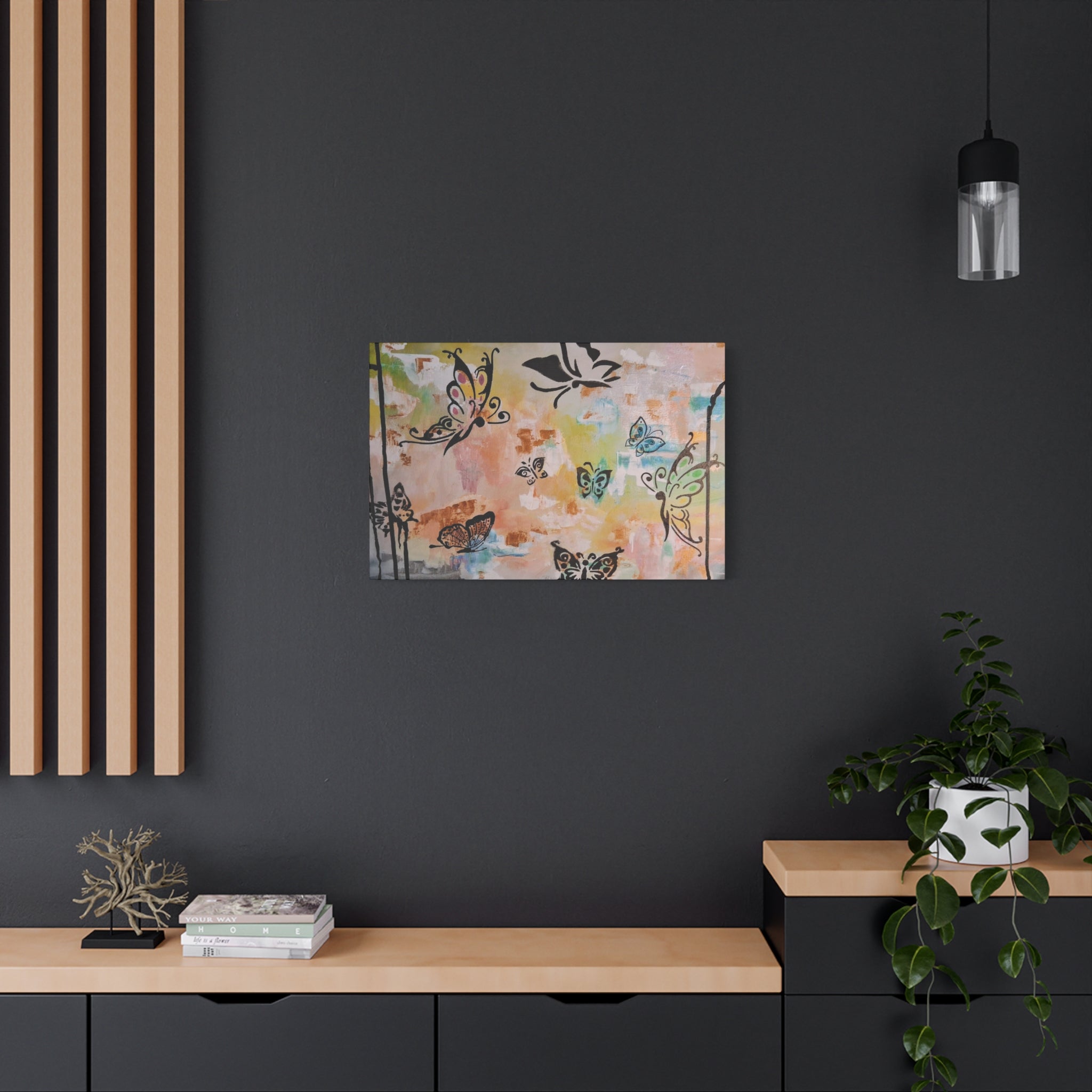 GUARDIANS OF THE FLOWERS - Butterfly Abstract Matte Canvas Wall Art – Stretched 1.25"Deep