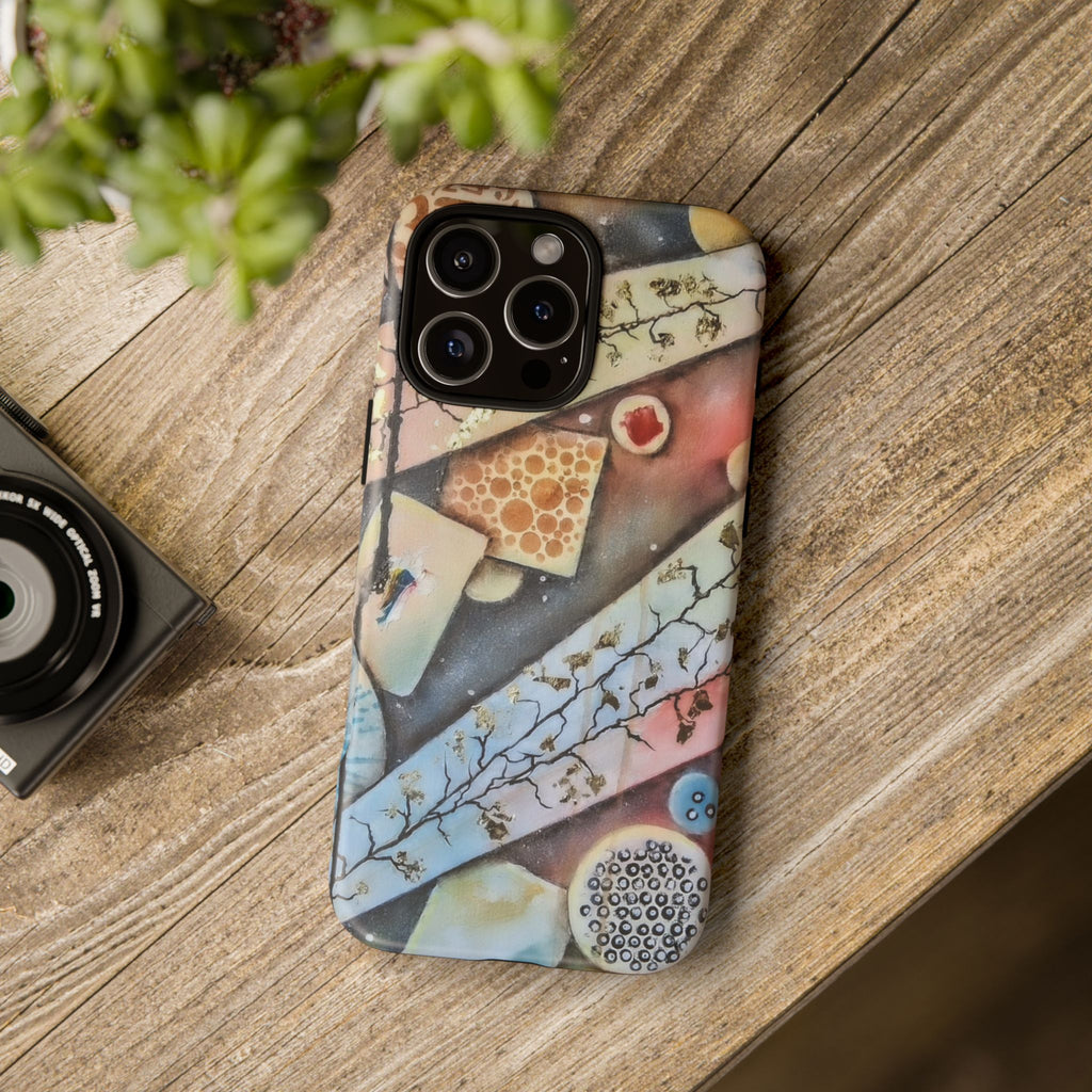 GOLDEN CARTOGRAPHY OF THE UNSEEN - Artistic Botanical Phone Case – Watercolor Nature Pattern Tough Case