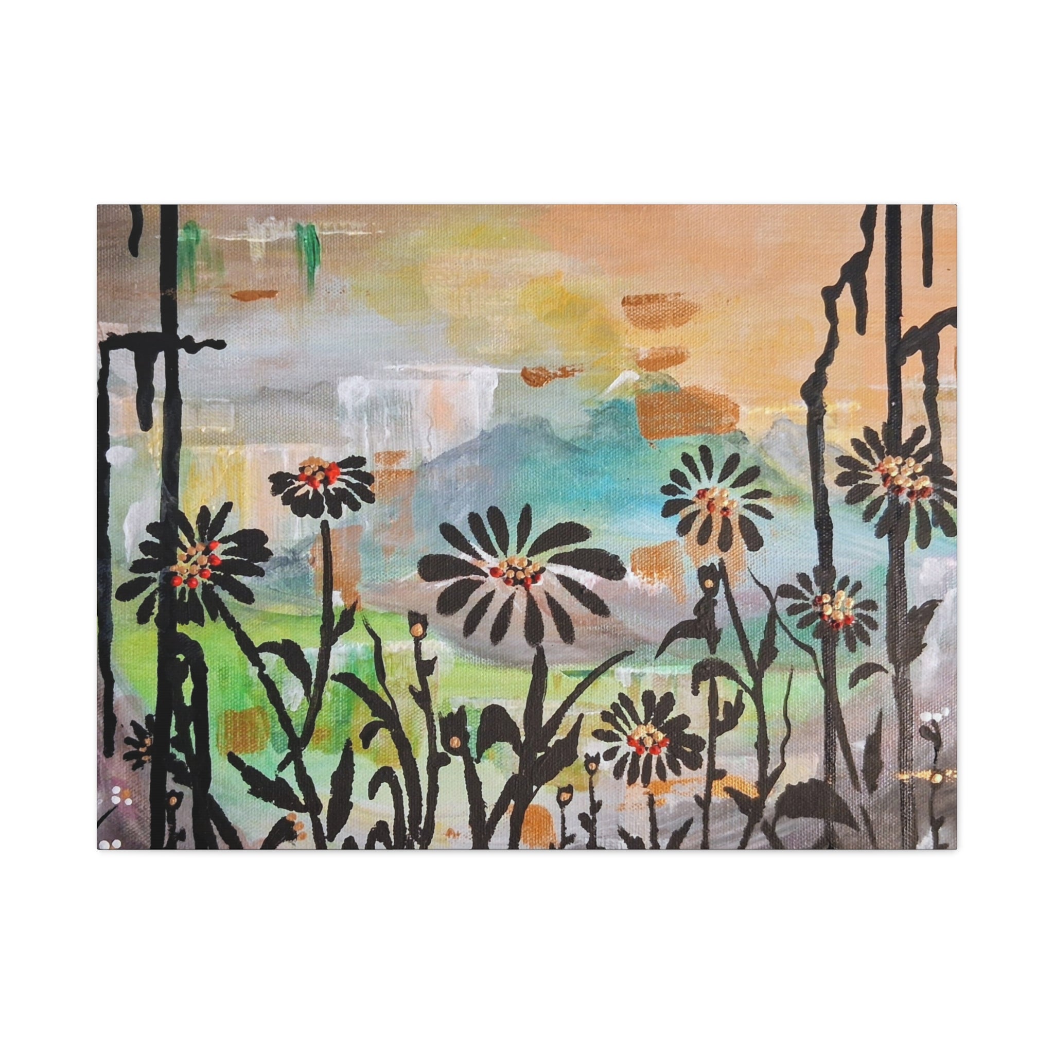 GUARDIANS OF THE WIND - Daisy Meadow Abstract Matte Canvas Wall Art