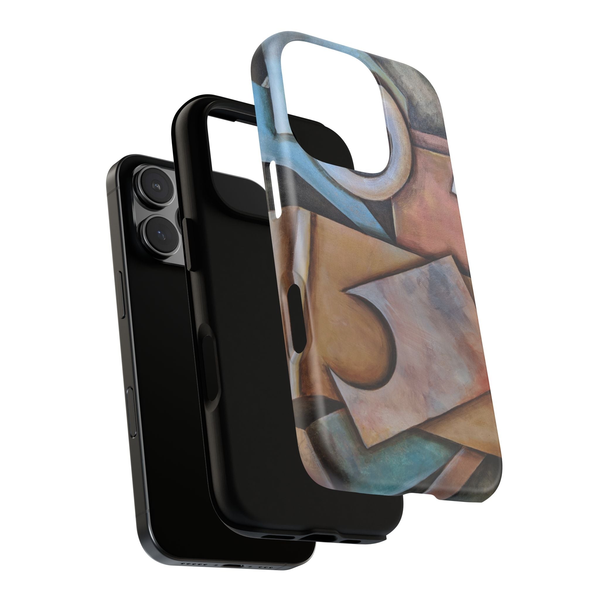 Abstract Geometric Tough Phone Case – Modern Cubist Art Protection