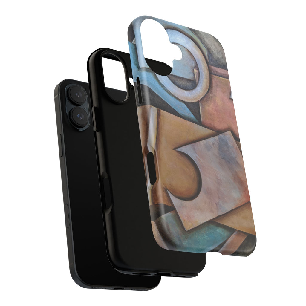 Abstract Geometric Tough Phone Case – Modern Cubist Art Protection