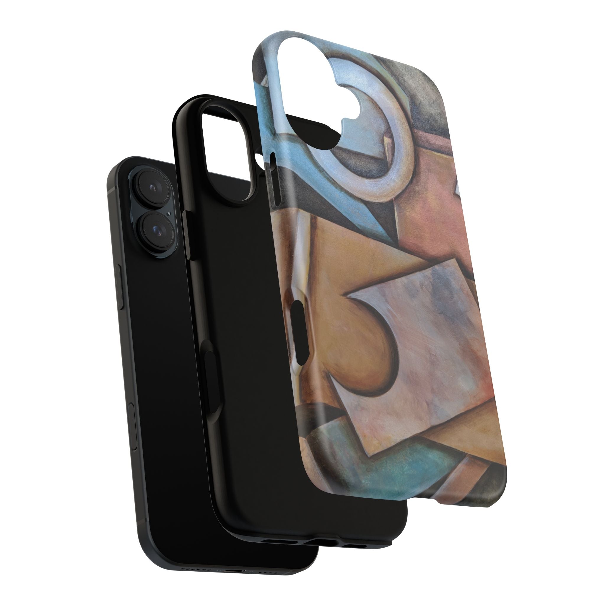 Abstract Geometric Tough Phone Case – Modern Cubist Art Protection