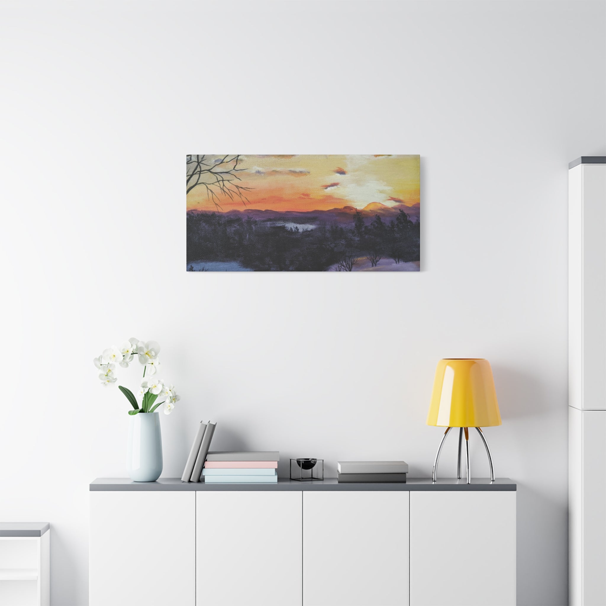 EVENING IN THE SHANDOAH VALLY - Sunset Winter Landscape Canvas Print — Matte Stretched Wall Art