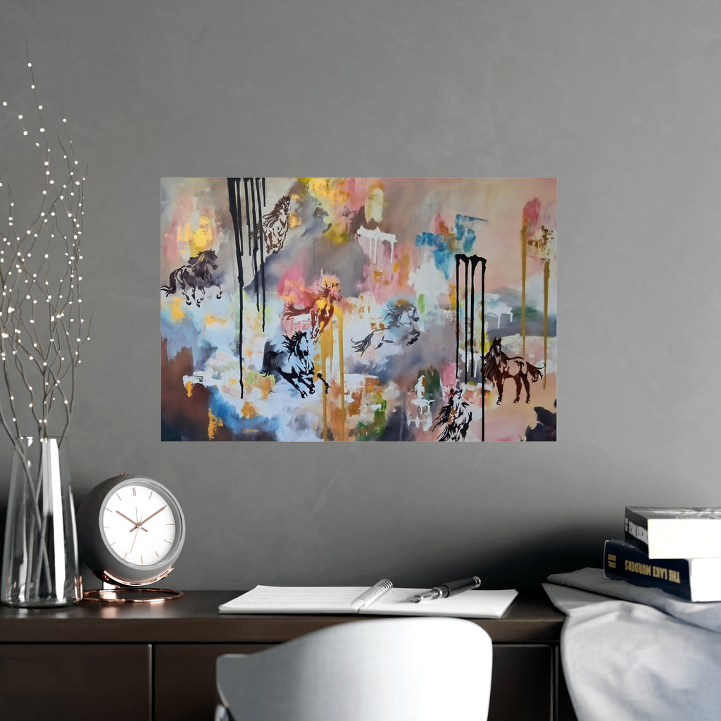 GUARDIAN OF THE QUIET PLAINS -Abstract Horse Art Poster — Matte Horizontal/Vertical Wall Print