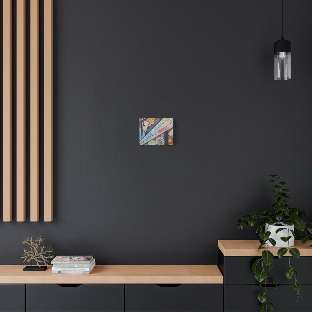GOLDEN CARTOGRAPHY - DRIFT OF THE BLUE REALM - Abstract Geometric Canvas Art - Pastel Galaxy Stretched Matte Print