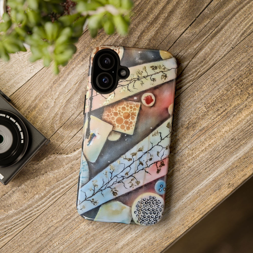 GOLDEN CARTOGRAPHY OF THE UNSEEN - Artistic Botanical Phone Case – Watercolor Nature Pattern Tough Case