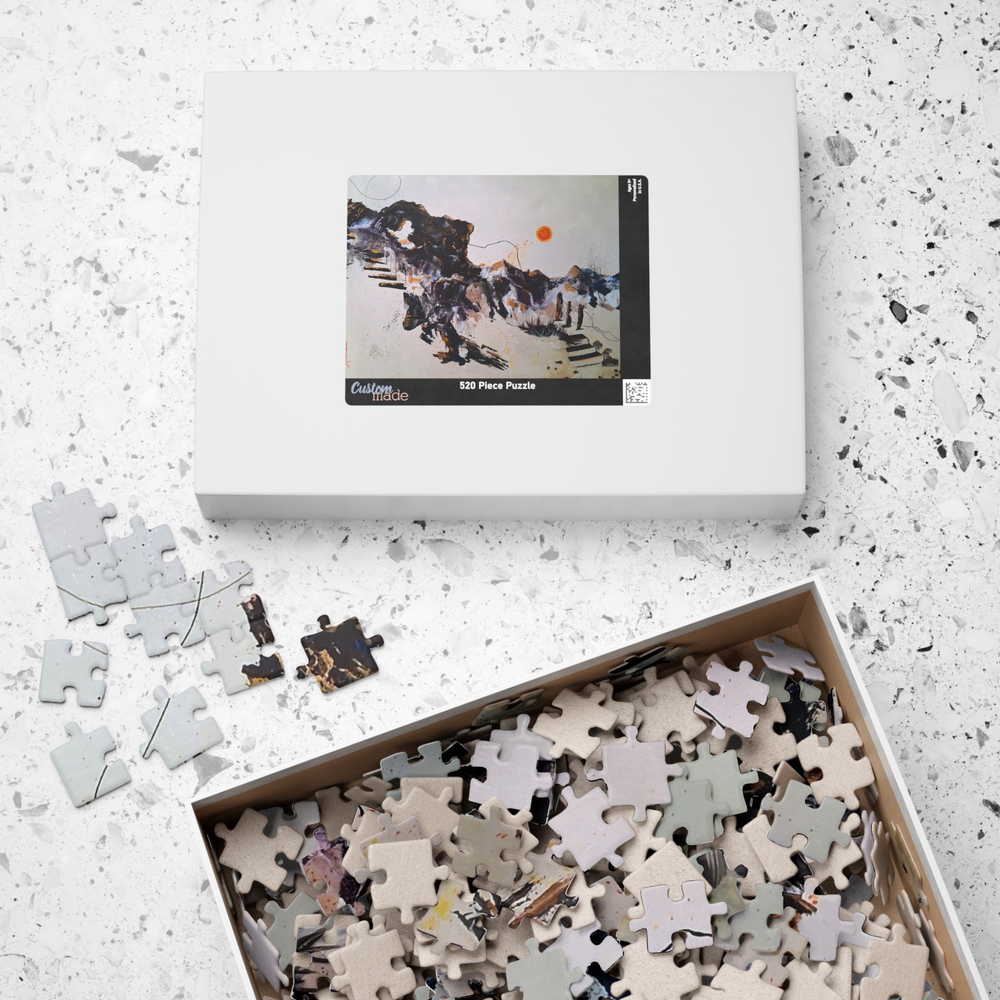 Mountain Ink Art Puzzle — Scenic Abstract Landscape Jigsaw (110–1014 pcs)