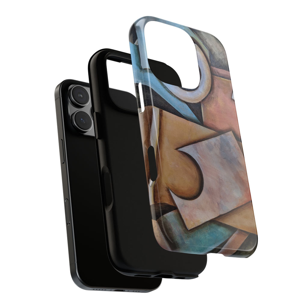 Abstract Geometric Tough Phone Case – Modern Cubist Art Protection