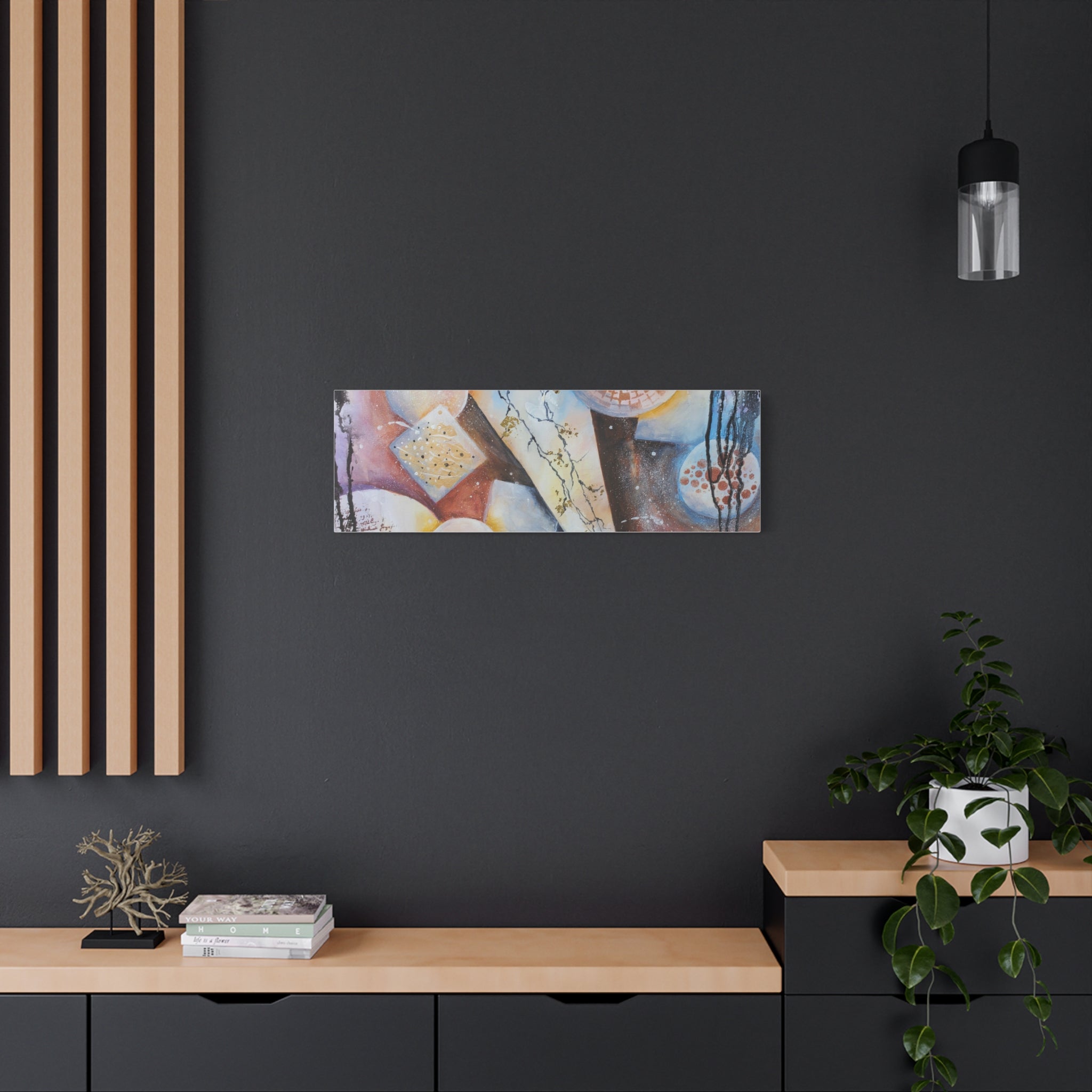 GOLDEN CARTOGRAPHY OF THE FIRE MERIDIAN - Abstract Geometric Canvas Art – Modern Stretched Matte Wall Decor