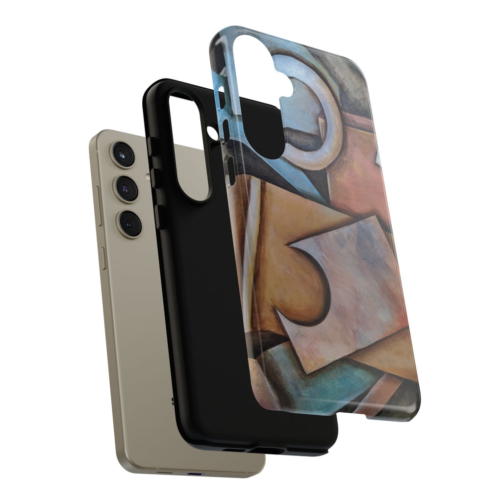 Abstract Geometric Tough Phone Case – Modern Cubist Art Protection