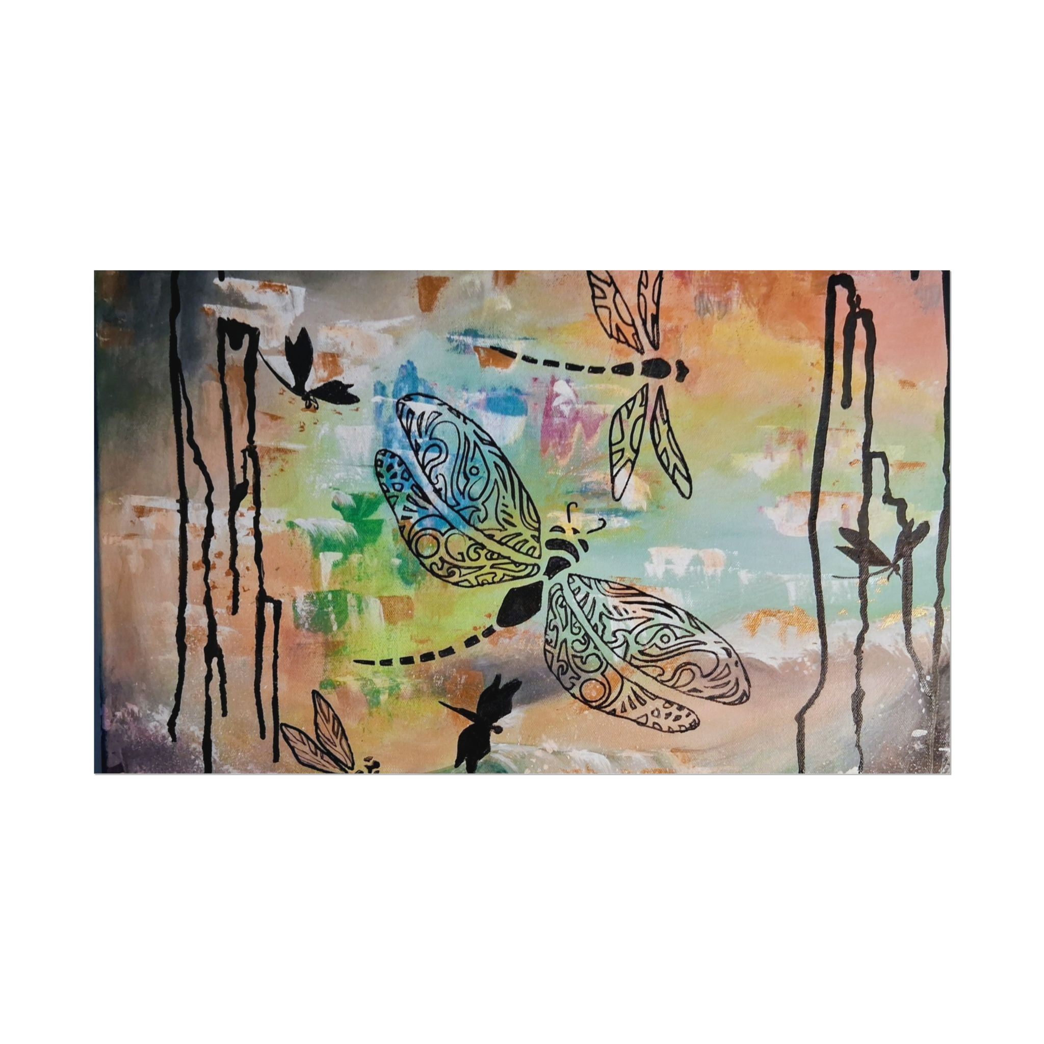 GUARDIANS OF THE LAND - Dragonfly Art Poster — Textured Matte Wall Print