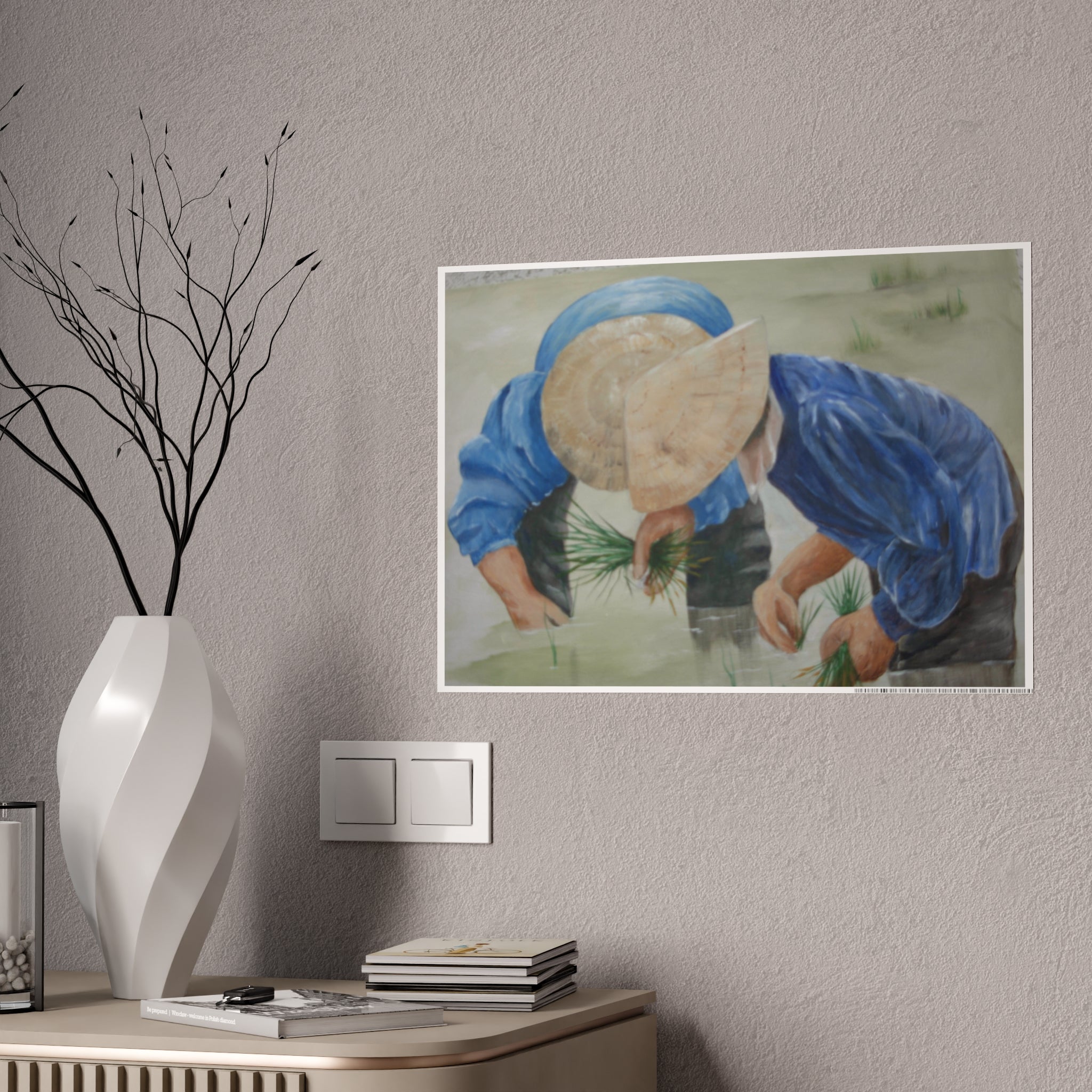 THE RICE PLANTERS - Gloss Poster – Rice Field Farmers Art Print (Vietnamese Farming Scene)