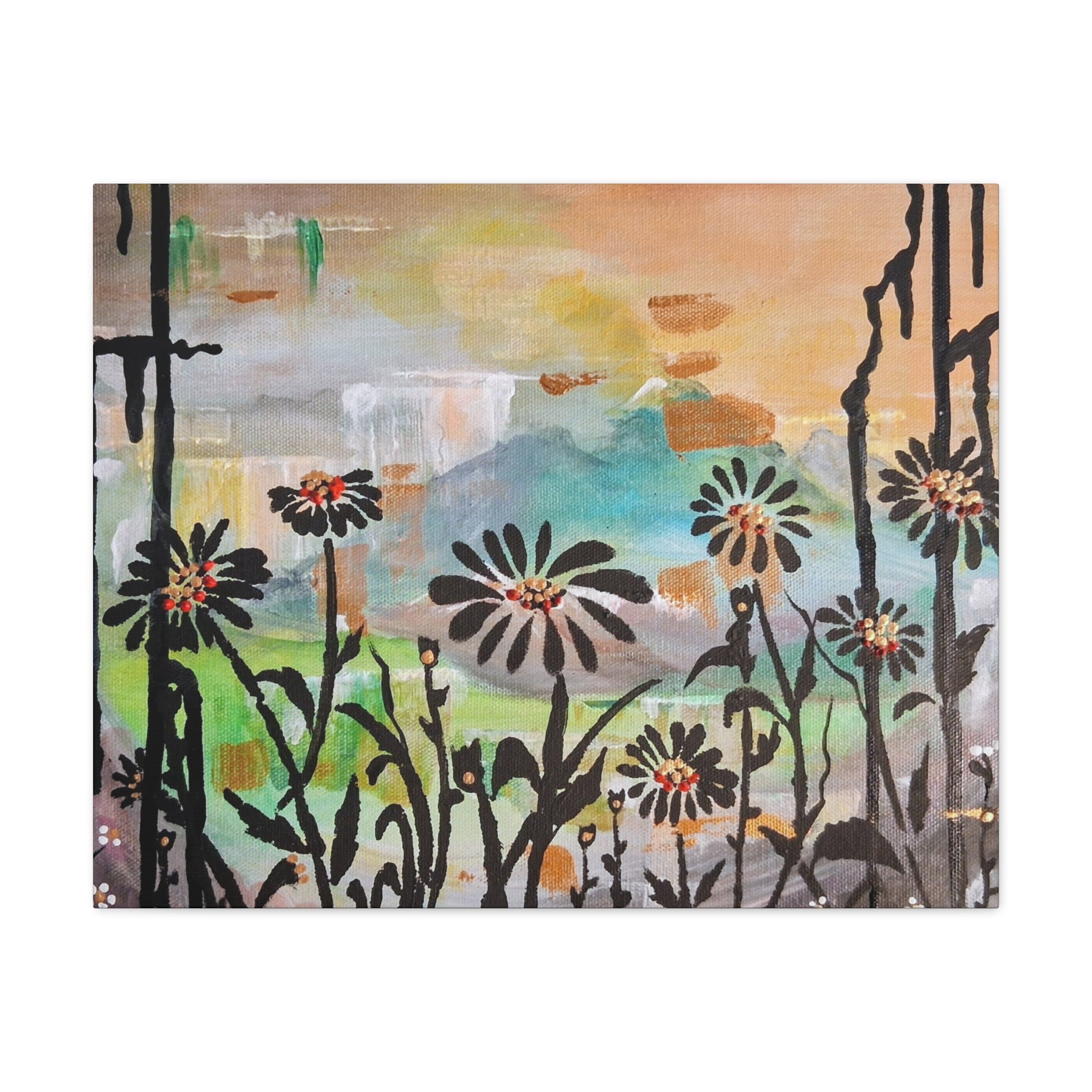 GUARDIANS OF THE WIND - Daisy Meadow Abstract Matte Canvas Wall Art