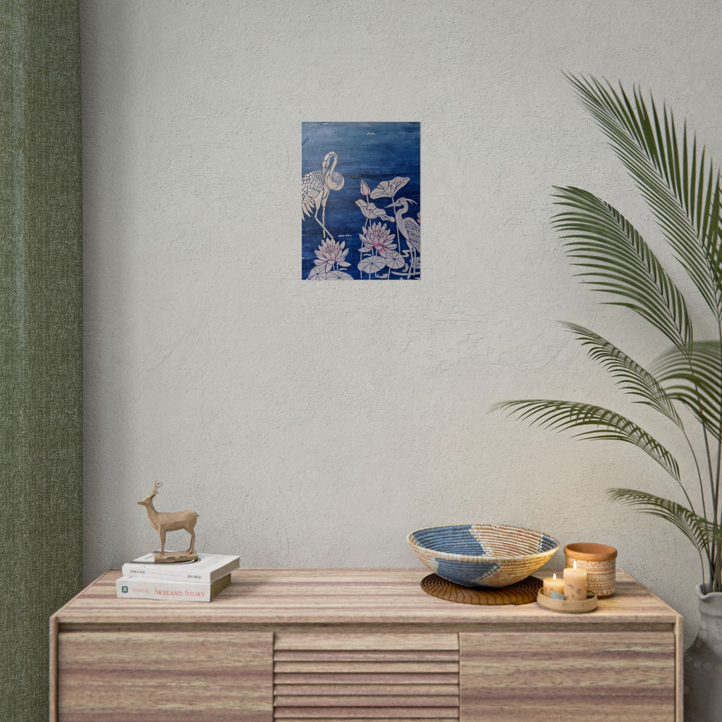 WATER LILLY SONOTA - Lotus & Heron Botanical Poster
