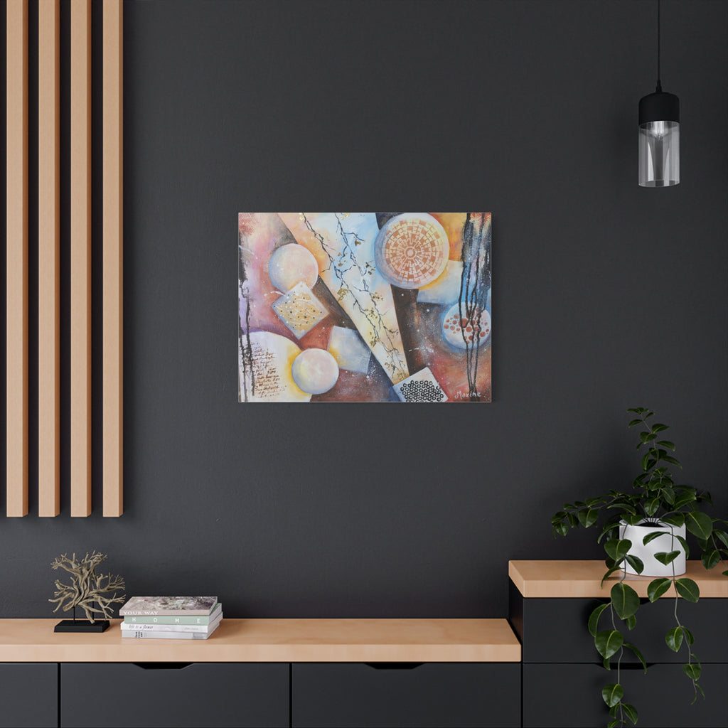 GOLDEN CARTOGRAPHY OF THE FIRE MERIDIAN - Abstract Geometric Canvas Art – Modern Stretched Matte Wall Decor